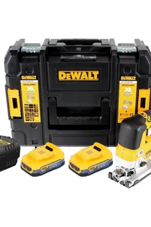 DeWalt DCS 334 E2T Scie sauteuse oscillante sans fil 18 V Brushless + 2x Powerstack batterie 1,7 Ah + chargeur + TSTAK Petit Prix