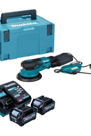 Makita BO 002 CGD201 Ponceuse excentrique sans fil 40 V max. 150 mm 5,0 mm Course Brushless + 2x batterie 2,5 Ah + chargeur + Makpac Nouveauté