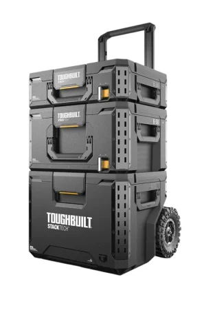 Jusqu'à Épuisement Des Stocks Toughbuilt StackTech TB-B1S3-B-70R Ensemble de caisses à outils à roulettes 3 pièces IP65 86 x 56 x 40 cm