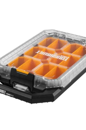 Top Vente Toughbuilt StackTech TB-B1-O-10C Organiseur compact et plat 48 x 26,5 x 10 cm IP65 + 6x incrustations + 6x séparateurs