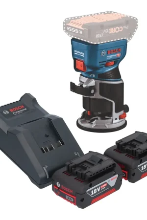 Haute Qualité Bosch GKF 18V-8 Professional Affleureuse sans fil 18 V 8,0 mm Brushless + 2x batterie 4,0 Ah + chargeur