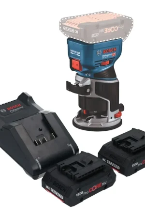 Prix Réduit Bosch GKF 18V-8 Professional Affleureuse sans fil 18 V 8,0 mm Brushless + 2x batterie ProCORE 4,0 Ah + chargeur