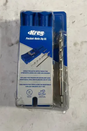 Dernier Modèle KREG Jig R3 Starter Set (R3) Kit complet d'assemblage de charpentier avec Gabarit de perçage R3 + Foret + Mèche + Butée de profondeur + Goujons en bois, Vis + Clé Allen