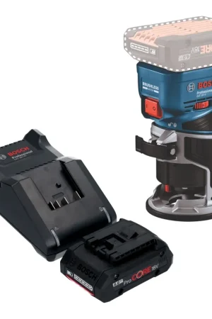 Bosch GKF 18V-8 Professional Affleureuse sans fil 18 V 8,0 mm Brushless + 1x batterie ProCORE 4,0 Ah + chargeur Meilleur Choix