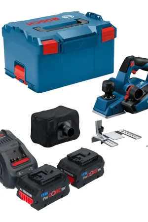 Bosch GHO 18V-26 Professional Rabot sans fil 18 V 2,6 mm Brushless + 2x batterie ProCORE 5,5 Ah + chargeur + L-Boxx Nouvelle Collection