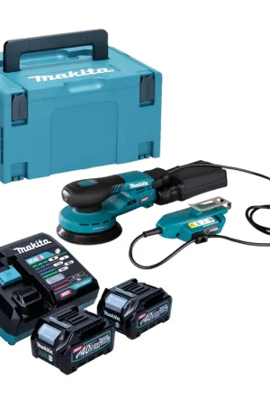Makita BO 001 CGD201 Ponceuse excentrique sans fil 40 V max. 125 mm 5,0 mm Course Brushless + 2x batterie 2,5 Ah + chargeur + Makpac Commander Vite
