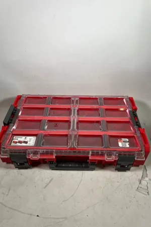 Remise Qbrick System ONE Organiser XL 2.0 Long Bin RED ULTRA HD Custom empilable 582 x 387 x 131 mm 13,5 l IP66 avec 4 inlays et 12 séparateurs