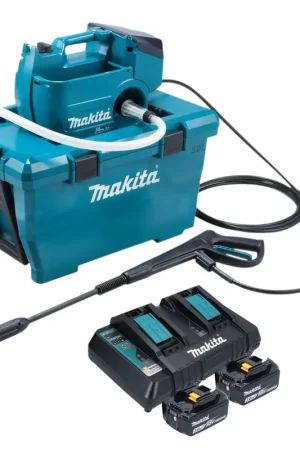 Makita DHW 080 PF2K Nettoyeur haute pression sur batterie 36 V ( 2x 18 V ) 80 bar 380 l/h Brushless + 2x batterie 3,0 Ah + chargeur double Bon Plan