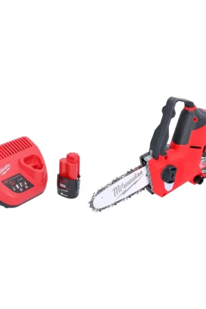 Meilleure Vente Milwaukee M12 FHS-201 Scie à élaguer sans fil 12 V 15 cm Brushless + 1x batterie 2,0 Ah + chargeur