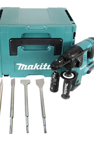 Makita DHR 264 ZJ Marteau perforateur sans fil 36 V ( 2x 18 V ) 3,0 J SDS-Plus + 4 pces jeu de burins + Makpac - sans batterie, sans chargeur Expédition Rapide