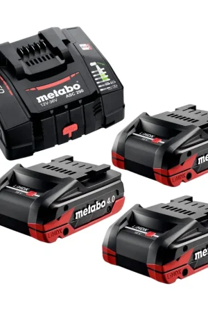 Nouveauté Metabo Set de base 3x bloc batterie LiHDX 18 V 4,0 Ah ( 3x 624974000 ) + chargeur ASC 290 ( 627370000 )