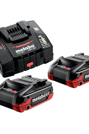 Metabo Set de base 2x bloc batterie LiHDX 18 V 4,0 Ah ( 2x 624974000 ) + chargeur ASC 290 ( 627370000 ) Offre Exclusive
