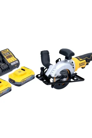 DeWalt DCS 571 H2 Scie circulaire portative sans fil 18 V 115 mm Brushless + 2x Powerstack batterie 5,0 Ah + chargeur Offre Spéciale