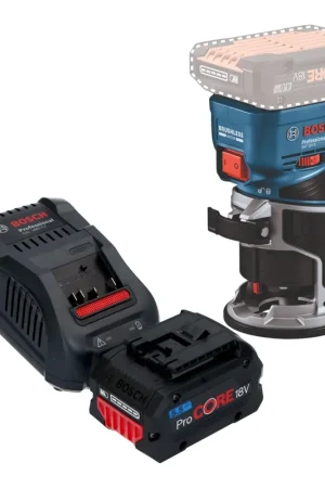Nouvelle Collection Bosch GKF 18V-8 Professional Affleureuse sans fil 18 V 8,0 mm Brushless + 1x batterie ProCORE 5,5 Ah + chargeur