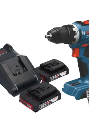 Authentique Bosch GSB 18V-65 Professional Perceuse-visseuse à percussion sans fil 18 V 65 Nm Brushless + 2x batterie 2,0 Ah + chargeur