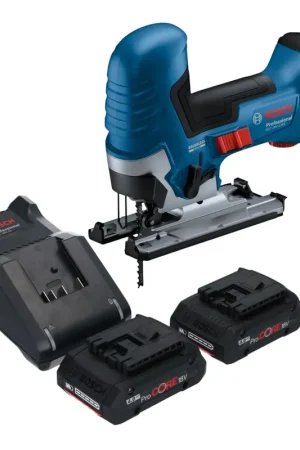 Prix Promo Bosch GST 18V-125 S Professional Scie sauteuse sans fil 18 V 125 mm Brushless + 2x batterie ProCORE 4,0 Ah + chargeur
