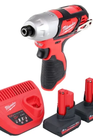 Acheter Direct Milwaukee M12 BID-502 Clé à choc sans fil 12 V 112 Nm 1/4" + 2x batterie 5,0 Ah + chargeur