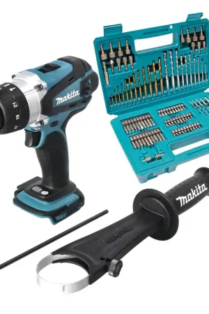 Makita DHP 458 Z Perceuse-visseuse à percussion sans fil 18 V 91 Nm + 102 pces Jeu de forets à embouts - sans batterie, sans chargeur Offre Spéciale
