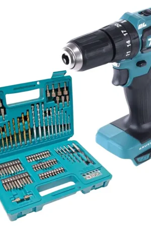 Authentique Makita DHP 483 Z Perceuse-visseuse à percussion sans fil 18 V 40 Nm Brushless + 102 pces Jeu de forets Bit - sans batterie, sans chargeur