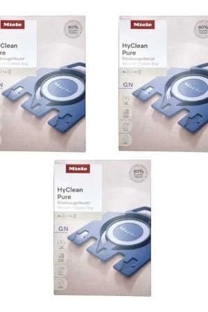 Miele 3x HyClean Pure GN Sacs à poussière 12 pièces avec filtre ( 3x 12421130 ) pour Complete C2 / C3 / Classic C1 / S8 / S5 / S2 Usine Directe