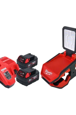 Pas Cher Milwaukee M18 PAL2-502 Lampe sans fil 18 V 2000 lm IP20 + 2x batterie 5,0 Ah + chargeur