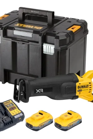Haute Qualité Scie sabre sans fil DeWalt DCS 386 H2T 18 V Brushless + 2 batteries Powerstack 5,0 Ah + chargeur + TSTAK