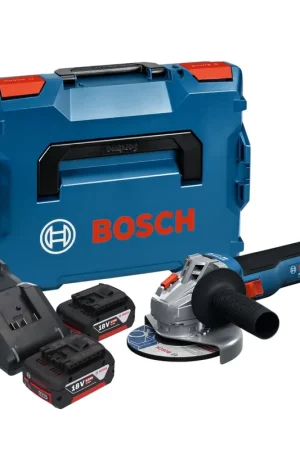 Produit De Marque Meuleuse d'angle sans fil Bosch GWS 18V-8 Professional 18 V 125 mm Brushless ( 06019N9003 ) + 2 batteries 5,0 Ah + chargeur + L Boxx