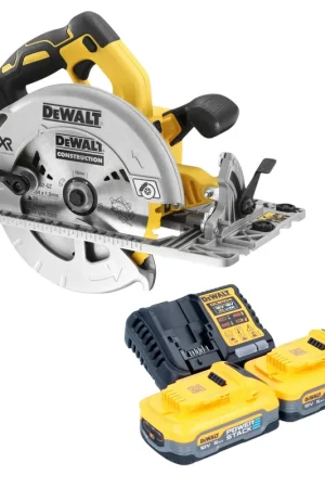 Acheter En Ligne DeWalt DCS 572 H2 Scie circulaire portative sans fil 18 V 184 mm Brushless + 2x Powerstack batterie 5,0 Ah + chargeur