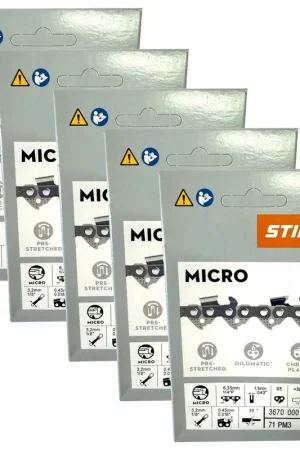 Stihl 5x 1/4" Picco Micro 3 (PM3) chaîne de scie 30 cm 1/4" P 1,1 mm 65 TG 5 pièces ( 5x 36700000065 ) Expédition Rapide
