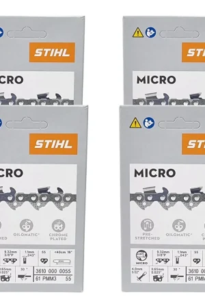 Stihl 4x 3/8" Picco Micro Mini 3 (PMM3) chaîne de scie 40 cm 3/8" P 1,3 mm 55 TG 4 pièces ( 4x 36100000055 ) Dernier Modèle