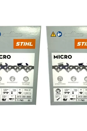 Stihl 2x 1/4" Picco Micro 3 (PM3) chaîne de scie 30 cm 1/4" P 1,1 mm 65 TG 2 pièces ( 2x 36700000065 ) Remise