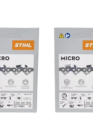 Stihl 2x 3/8" Picco Micro Mini 3 (PMM3) chaîne de scie 40 cm 3/8" P 1,3 mm 55 TG 2 pièces ( 2x 36100000055 ) Produit De Marque