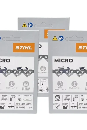 Satisfait Ou Remboursé Stihl 3x 3/8" Picco Micro Mini 3 (PMM3) chaîne de scie 40 cm 3/8" P 1,3 mm 55 TG 3 pièces ( 3x 36100000055 )