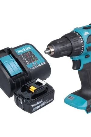 Authentique Perceuse à percussion sans fil Makita DHP 490 ST1 18 V 65 Nm Brushless + 1 batterie 5,0 Ah + chargeur