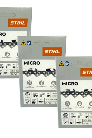 Stihl 3x 1/4" Picco Micro 3 (PM3) chaîne de scie 30 cm 1/4" P 1,1 mm 64 TG 3 pièces ( 3x 36700000064 ) Top Vente