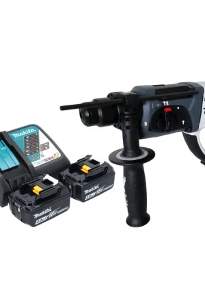 Achetez Aujourd'hui Marteau perforateur sans fil Makita DHR 202 RMW 18 V 20 mm 2,0 J blanc + 2 batteries 4,0 Ah + chargeur