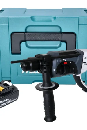 Marteau perforateur sans fil Makita DHR 202 T1JW 18 V 20 mm 2,0 J blanc + 1 batterie 5,0 Ah + Makpac - sans chargeur Haute Qualité