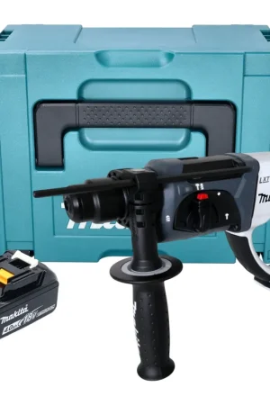 Petit Prix Marteau perforateur sans fil Makita DHR 202 M1JW 18 V 20 mm 2,0 J blanc + 1 batterie 4,0 Ah + Makpac - sans chargeur