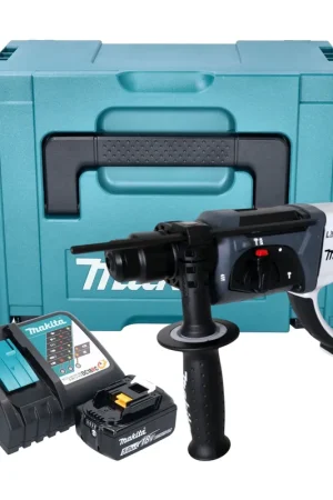 Makita DHR 202 RT1JW Marteau perforateur sans fil 18 V 20 mm 2,0 J blanc + 1 batterie 5,0 Ah + chargeur + Makpac Offre Du Jour