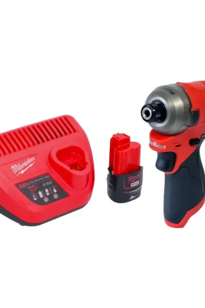 Bon Plan Milwaukee M12 FQID-301 Visseuse à choc sans fil 12 V 50 Nm 1/4" Brushless + 1x batterie 3,0 Ah + chargeur