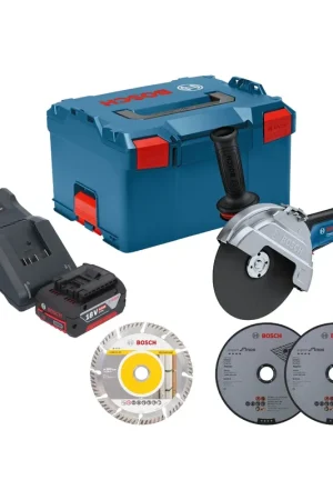 Quantité Limitée Bosch GWS 18V-180 P Professional Akku Winkelschleifer 18 V 180 mm Brushless + 1x Akku 4,0 Ah + Ladegerät + L-Boxx
