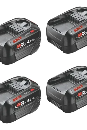 Nouvel Arrivage Bosch 4x PBA 18V 4,0Ah W-C Batterie 18 V 4,0 Ah POWER FOR ALL ( 4x 1600A011T8 )