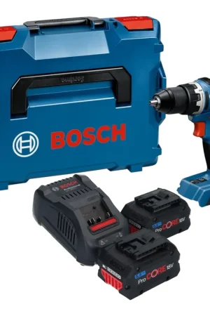 Achat Immédiat Perceuse-visseuse sans fil Bosch GSR 18V-65 Professional 18 V 63 Nm Brushless + 2 batteries ProCORE 5,5 Ah + chargeur + L-Boxx
