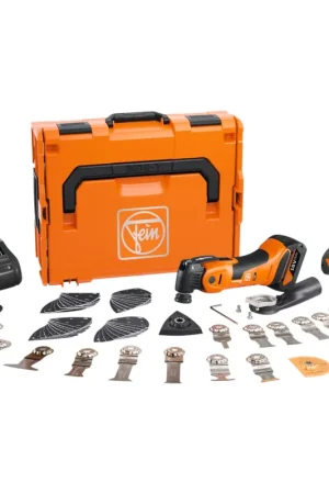 Prix Bas Fein AMM 700 MAX TOP Multimaster 18 V AMP ( 71293661000 ) + 2x batterie 4,0 Ah + chargeur + 60 pces accessoires + L-Boxx