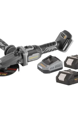 Procraft Industrial AG125Cbb Meuleuse d'angle sans fil à tête plate 20 V 125 mm Brushless + 2x batterie 2,0 Ah + chargeur Dernier Modèle