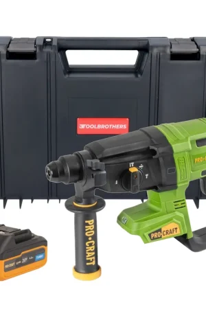 Prix Bas Procraft PHA40bb Marteau perforateur sans fil 20 V 2,6 J SDS plus Brushless + 1x batterie 4,0 Ah + boîte à outils RHINO - sans chargeur