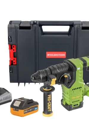 Nouvel Arrivage Procraft PHA30bb Marteau perforateur sans fil 20 V 2,8 J SDS plus Brushless + 1x batterie 4,0 Ah + chargeur + boîte à outils RHINO