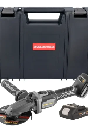 Bon Marché Procraft Industrial AG125Cbb Meuleuse d'angle sans fil à tête plate 20 V 125 mm Brushless + 1x batterie 2,0 Ah + RHINO Toolcase - sans chargeur