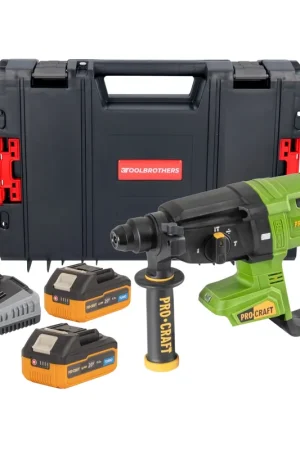 Procraft PHA40bb Marteau perforateur sans fil 20 V 2,6 J SDS plus Brushless + 2x batterie 4,0 Ah + chargeur + boîte à outils RHINO Soldes