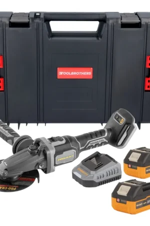 Procraft Industrial AG125Cbb Meuleuse d'angle sans fil à tête plate 20 V 125 mm Brushless + 2x batterie 4,0 Ah + chargeur + boîte à outils RHINO Paiement Sécurisé